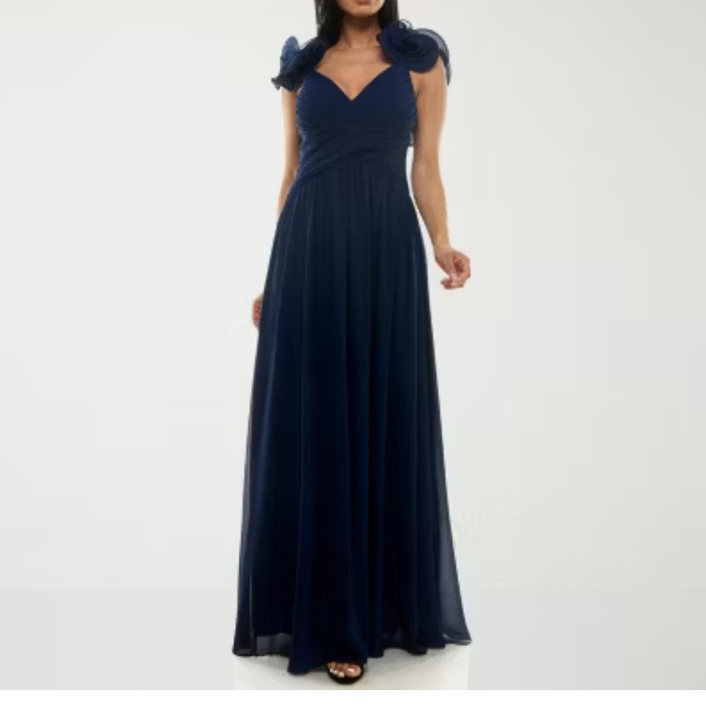 Premier Amour Blue Flutter Sleeveless Sweetheart GownSize 16 Navy Blue New Lined